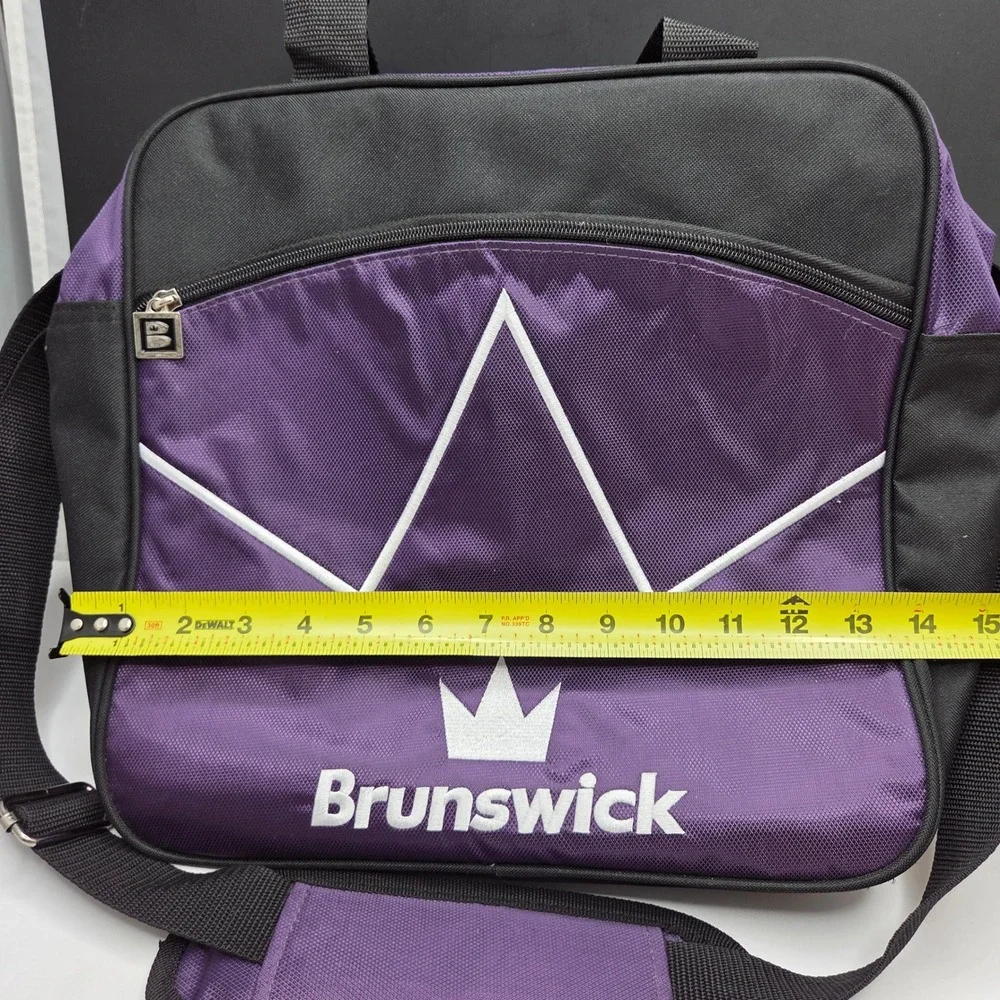 Brunswick Bowling Bag Single Ball Tote Purple Black Padded Shoulder Strap Logo